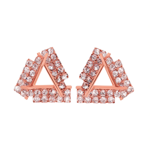 Pendientes triangulares de oro rosa con diamantes de imitación de cristal, diseño geométrico para mujer, uso diario - Product Image 1