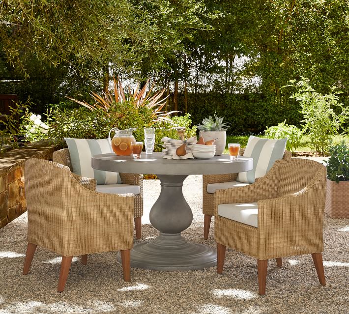 Outdoor resin wicker dining table set furniture all-weather wicker dining armchair