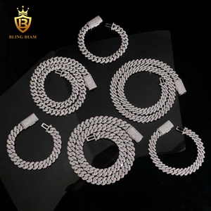 <span class=keywords><strong>Cadena</strong></span> Cubana <span class=keywords><strong>de</strong></span> <span class=keywords><strong>Plata</strong></span> 925 con Moissanita <span class=keywords><strong>de</strong></span> <span class=keywords><strong>8mm</strong></span> y 10mm, Estilo Miami, con Incrustaciones <span class=keywords><strong>de</strong></span> Moissanita, Pasa la Prueba del Diamante, <span class=keywords><strong>Cadena</strong></span> <span class=keywords><strong>de</strong></span> Moissanita VVS - Product Image 2