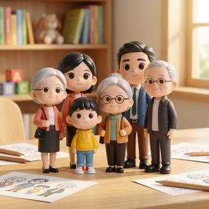 Factory OEM Kids Interactive <strong>Toys</strong> Great Gifts Educational <strong>Toy</strong> Pretend Play Movable Family Doll Figures for Kids - Product Image 1