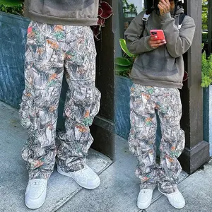 YSJY Customized High Quality Cotton Hunting Real Tree Camo Stacked Cargo Pants For Men
