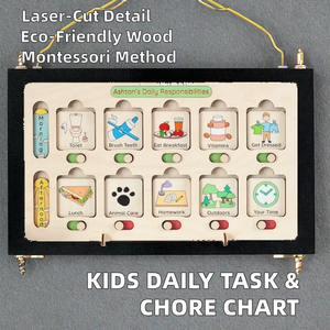 Kids Wood Daily Responsibilities Chart <strong>Task</strong> List and Chore Chart for Effective Daily Management Handcrafted Wooden Wall Sign - Product Image 3
