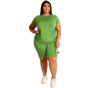 <span class=keywords><strong>Ensemble</strong></span> pantalon et haut femme grande taille, style européen et américain, couleur unie, mode décontractée, 20705. - Product Image 3