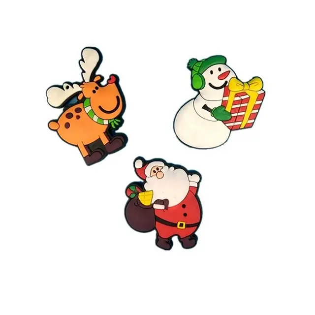 Aimants de réfrigérateur de haute qualité logo personnalisé 3D Anime Cartoon Joyeux Noël Aimant de réfrigérateur en caoutchouc PVC souple