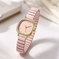 Montre à quartz carrée pour femme W261, boîtier rond en alliage, bracelet élastique style bambou, montre-bracelet pour femme pour le quotidien, vente en gros