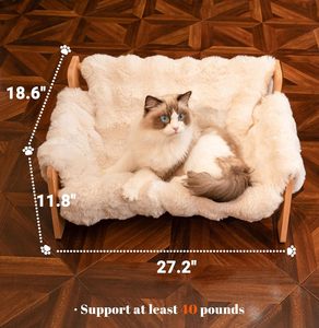 Lit pour animaux de compagnie en bois, canapé spécial pour <span class=keywords><strong>chat</strong></span> d'intérieur, adapté aux jeunes chats, cadre en bois massif, installation simple - Product Image 5