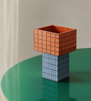 Vase en céramique Art Déco nordique avec motif mosaïque, orange et bleu, pour la décoration intérieure, vase à fleurs