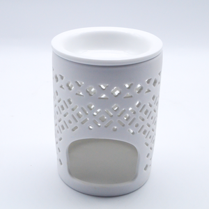 Brûleur <span class=keywords><strong>à</strong></span> <span class=keywords><strong>cire</strong></span> en céramique de porcelaine cylindrique <span class=keywords><strong>blanc</strong></span> de haute qualité, porte-bougie - Product Image 1