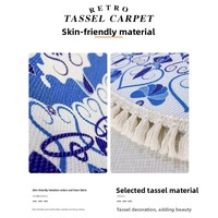 Retro Runder Teppich mit Mandala-Muster, Dünne Polyester-Decke für Wohnzimmer und Arbeitszimmer, Amerikanische Bettdecke, Yoga-Matte, Tanzmatte