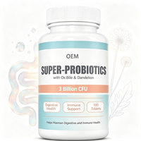 Comprimés Super Probiotiques 3 Milliards UFC avec Billettes d'Ox et Pissenlit, 100 Comprimés, Supplément OEM pour le Soutien Digestif et Immunitaire