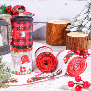 크리스마스 리본 diy 리본 크리스마스 트리 장식 컬러 스트립 산타 클로스 컬러 활 리본 - Product Image 4