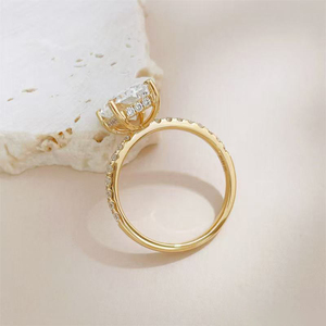 Bague en or jaune 18 carats classique à quatre griffes avec diamant <span class=keywords><strong>de</strong></span> laboratoire, opale, rubis, émeraude, perle, <span class=keywords><strong>pierre</strong></span> <span class=keywords><strong>de</strong></span> <span class=keywords><strong>lune</strong></span>, certifiée IGI – Bijoux personnalisés - Product Image 3