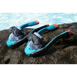 Maschera da snorkeling per adulti HYDRO-PRO blu, arancione e nera - Product Image 1
