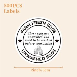 Etiquetas para cartones de huevos frescos de granja, pegatinas de advertencia para huevos sin lavar para mercados de agricultores, rollo adhesivo redondo de 2 pulgadas, diseño personalizado - Product Image 4