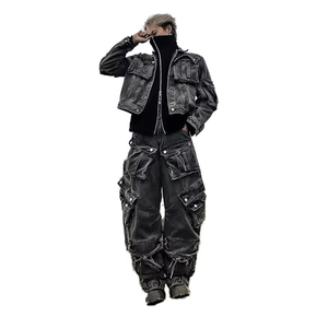 ديزنيو جينز رجالي منخفض موك مخصص كوري أسود جيب كبير جينز البضائع رجل - Product Image 1