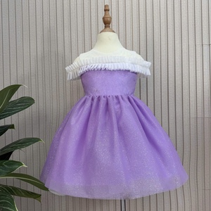 Personnalisable Filles Paillettes Princesse Robe Courte Plissée Poitrine Fantaisie Anniversaire Tenue ODM Fourniture pour Enfants - Product Image 1
