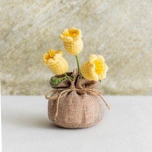 Plante en pot artificielle en crochet faite main, fleur de cloche, plante immortelle, sac porte-bonheur, décoration de plante en pot, cadeau de fête - Product Image 3