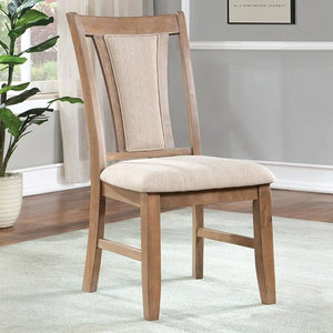 Ensemble de chaises de cuisine transitionnelles DB à 2 côtés en bois massif beige avec siège rembourré en similicuir ton naturel - Product Image 1
