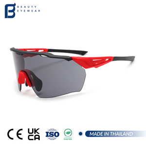 Lunettes de soleil de <span class=keywords><strong>sport</strong></span> avec protection UV, logo personnalisé, pour hommes, cyclisme, course à pied, extérieur, avec monture rouge et noire - Product Image 1