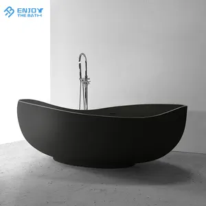 Baignoires de salle de bains en pierre, baignoire simple en résine noire de couleur moderne