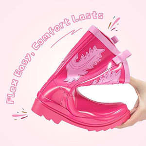 Bottes de pluie pour enfants, bottes en caoutchouc imperméables mi-mollet pour garçons et filles, faciles à mettre et à enlever, pour les jeux en plein air, l'école, la boue - Product Image 2