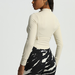 Sólido Ginásio Mulheres Mangas Compridas Top Slim Fit Leve Completa Zip Up Yoga Workout <span class=keywords><strong>Jacket</strong></span> Atlético Corrida Sports Track <span class=keywords><strong>Jacket</strong></span> - Product Image 6
