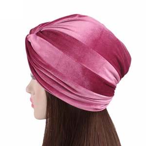 Accessoires pour cheveux Vente en gros Usage quotidien Couvre-chef en velours solide Turban de nuit en coton pour femmes Cancer du sommeil - Product Image 3