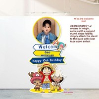 Décorations de fête d'anniversaire One Piece personnalisables pour enfants, panneau de bienvenue Luffy, affiche numérique en panneau KT