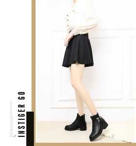 Mode à la mode en cuir fendu résistant à l'eau thermique en peluche chaussures d'hiver Zip Wedge femmes dames <span class=keywords><strong>noir</strong></span> bottes de neige - Product Image 3