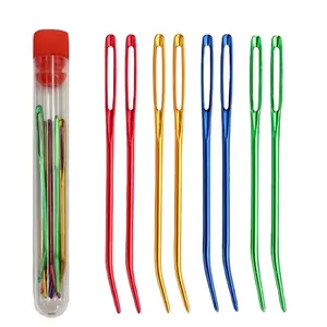 8PCS/SET Aluminum Bent Tip Knitting Needles Needlework Crafts Sewing Bent Tip Big Eye Yarn Knitting Needle