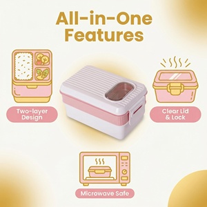 Boîte à bento anti-fuite empilable de qualité alimentaire, compatible <span class=keywords><strong>micro</strong></span>-ondes, avec compartiments, pour le travail, l'école, les pique-niques - Product Image 2
