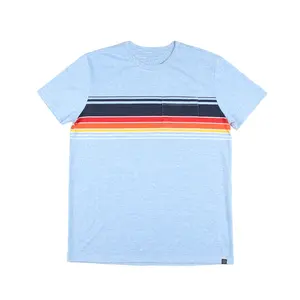 Custom breathable gym 100% cotton print rainbow striped t shirt