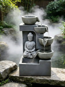 Fontaine d'eau <span class=keywords><strong>Bouddha</strong></span> en résine, cascade d'eau de table <span class=keywords><strong>pour</strong></span> intérieur, décoration <span class=keywords><strong>zen</strong></span> relaxante avec lumière LED <span class=keywords><strong>pour</strong></span> la décoration de la maison - Product Image 3