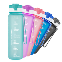 Bouteille d'eau 32oz/1000ml givrée personnalisée sans Bpa Tritan en plastique bouteille d'eau potable de sport bouteille d'eau de gymnastique motivationnelle