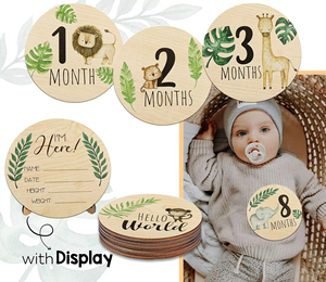 Personnalisable en bois bébé mensuel jalon carte calendrier fête Animal Photo Prop bébé mois souvenir, signe de <span class=keywords><strong>naissance</strong></span> en bois - Product Image 6