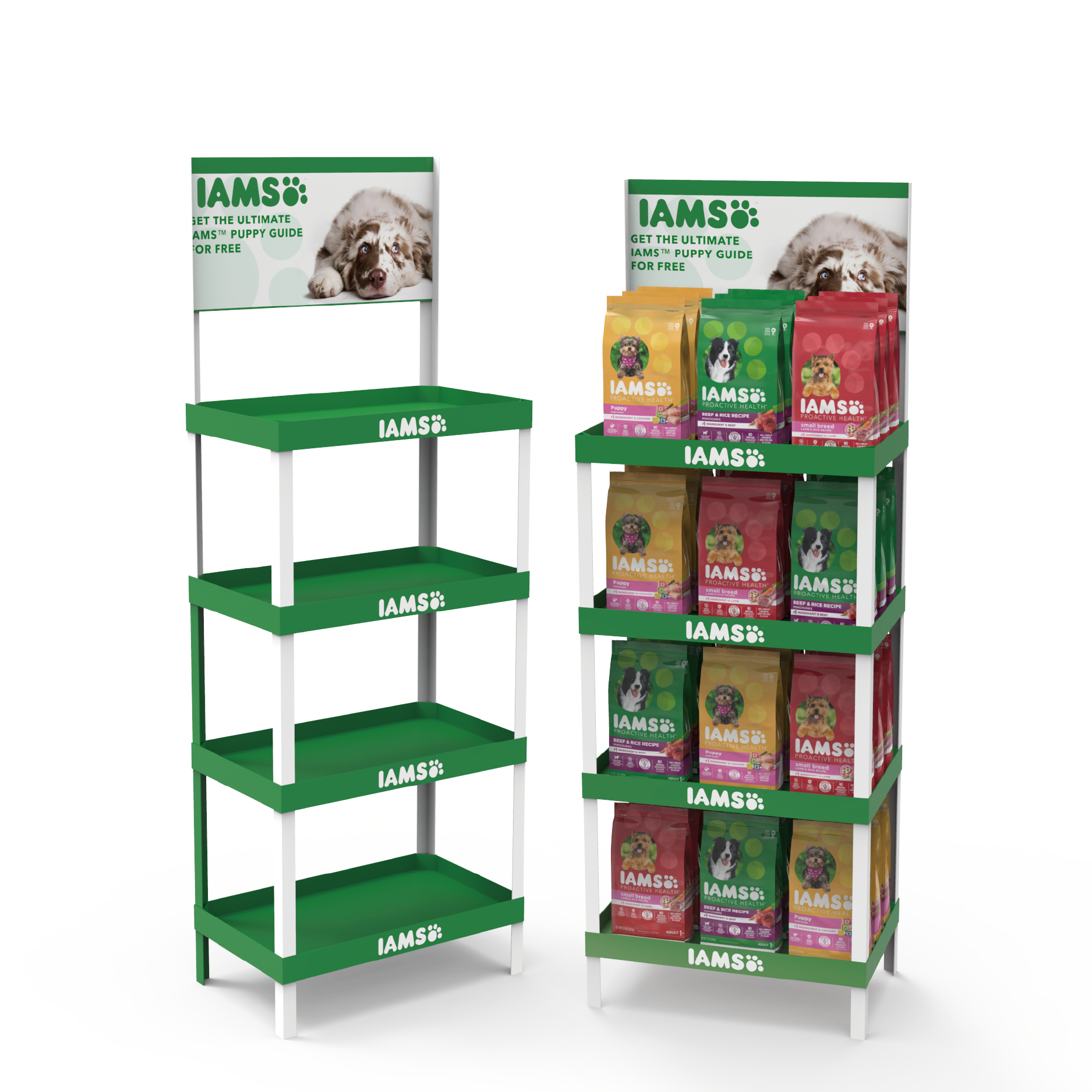Apache Custom Portable PVC Laminated Floor Dog Food Display Rack for Supermarkets