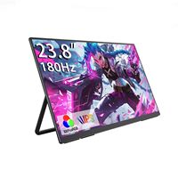 AHXJKA 23,8 Zoll LED Tragbarer Monitor mit verstellbarem Standfuß, 180Hz Bildwiederholrate, 100% sRGB, FHD IPS Panel, 2 integrierte Lautsprecher, Business
