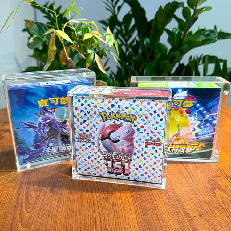 TCG Vente en gros Boîte Booster Pokemon en acrylique Vitrine pour cartes japonaises Boîte Booster Yugioh Étui en acrylique avec couvercle magnétique