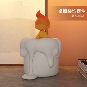 Candle Girl Resin <b>Ornament</b> Irregular Shape Modern Design Desktop Decoration for Living Room Bookshelf - Product Image 1