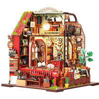 Kit DIY de niche à livres vintage avec lumière LED, kit miniature en bois pour insertion dans une étagère