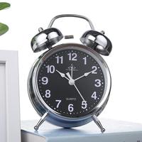 Jam Alarm Analog Twin Bell dengan Tampilan Jarum Kuarsa Plastik ABS dan Lampu Latar untuk Kamar Tidur Dapur