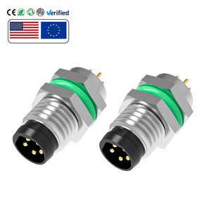 Conector de montaje en panel de código M8 B macho tipo PCB de <span class=keywords><strong>5</strong></span> pines con cierre frontal IP67 IP68 enchufe circular impermeable para automatización - Product Image 1