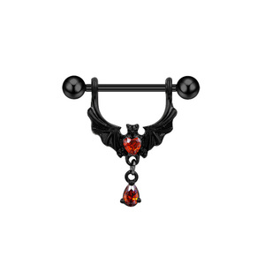 YICAI Punk Acero inoxidable arañas murciélago pezón <span class=keywords><strong>Piercing</strong></span> negro Halloween corazón ala arañas Barbell pezón anillo para mujer hombre - Product Image 3