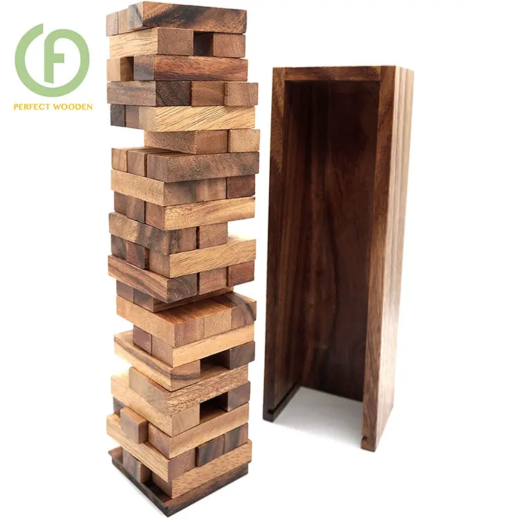 PERFECT's Wooden Tumbling Tower Building Blocks Sets For Adults Drinking Or Construction Toys