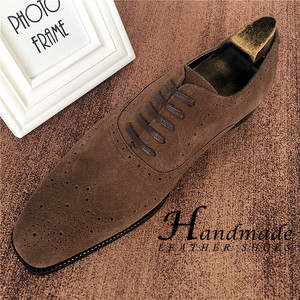 Zapatos Oxford de hombre, de cuero retro, gamuza morada, transpirables, bordados, formales, casuales, impermeables y ligeros. - Product Image 1