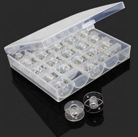 25 pièces/boîte, boîte à canettes transparente, canettes en plastique, haute qualité, portable, simple, accessoires pour machine à coudre domestique, ensemble de rangement