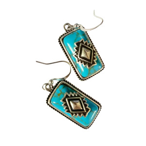 Orecchini Vintage in Stile Geometrico Turchese per Donne, Gioielli per Orecchie in Stile Boho alla Moda - Product Image 4