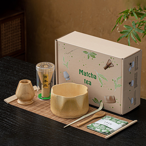 批发定制高品质日本奢华节日礼品仪式级竹制抹茶茶碗茶筅套装橙树牌 - Product Image 1