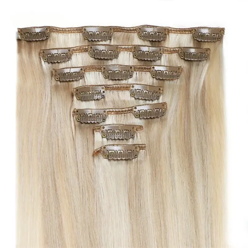 Verkoop Menselijk Haar Clip In Hair Extensions Dubbele Inslag Ombre 100% Remy Maagdelijke 22 24 Inch Onzichtbare Naadloze Clip In Haarverlenging