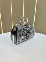 Sac de soirée métallique Miss Unique avec sertissage de diamants, pochette rigide scintillante pour femme avec strass, sac à main de banquet, pochette de bal